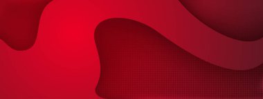 Kavisli şekilli soyut arkaplan ve kırmızı renkli yarım ton noktalar