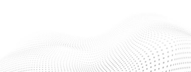 Küçük noktalardan oluşan kavisli yüzeyi beyaz üzerine gri olan soyut yarım ton arkaplan