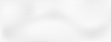 Beyaz ve gri renkli küçük noktalardan oluşan kavisli yüzeyi olan soyut yarım ton arkaplan