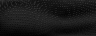 Siyah renkli küçük noktalardan oluşan kavisli yüzeyi olan soyut yarım ton arkaplan