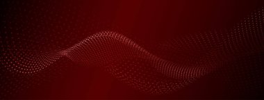 Kırmızı renkli küçük noktalardan oluşan eğri yüzeyli soyut arkaplan
