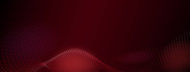 Kırmızı renkli küçük noktalardan oluşan eğri yüzeyli soyut arkaplan