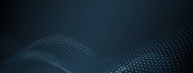 Mavi renkli küçük noktalardan oluşan kavisli yüzeylere sahip soyut arkaplan