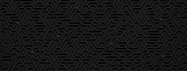 Siyah ve gri renklerin çeşitli tonlarında labirent desenli soyut arkaplan