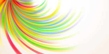 Abstract illustration with many curved colored stripes on white background