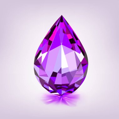 One big crystal drop in purple color with glares and shadow