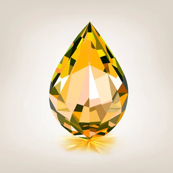 Uma Grande Gota Cristal Cor Amarela Com Brilhos Sombra —  Vetores de Stock