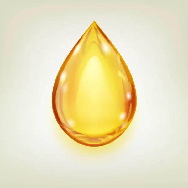 One Big Realistic Water Drop Yellow Color Glares Shadow — ストックベクタ