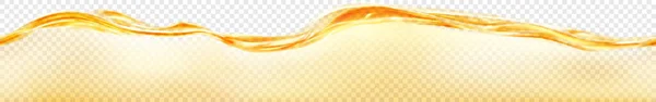 Прозора Хвиля Води Жовтого Кольору Безшовним Горизонтальним Повторенням Ізольована Прозорому — стоковий вектор
