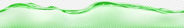 透明背景に隔離されたシームレスな水平繰り返しと緑の色の半透明の水の波 ベクトルファイルのみの透明度 — ストックベクタ