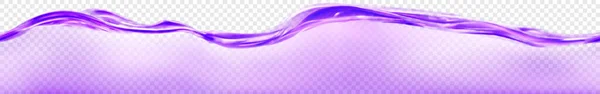 Прозрачная Волна Воды Фиолетовых Цветах Бесшовным Горизонтальным Повторением Изолированная Прозрачном — стоковый вектор