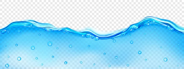 Transluzente Welle Von Meerwasser Hellblauer Farbe Mit Luftblasen Der Oberfläche — Stockvektor