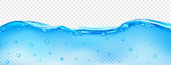 Onda Translúcida Agua Mar Color Azul Claro Con Burbujas Aire — Vector de stock