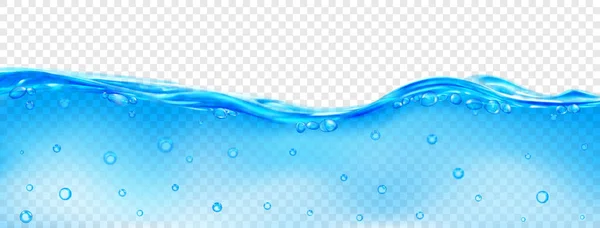 Onda Translúcida Água Mar Cor Azul Claro Com Bolhas Superfície — Vetor de Stock
