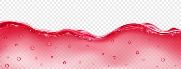 表面と深さの空気の泡と赤の色で海の水の半透明の波は 透明な背景に隔離されました ベクトルファイルのみの透明度 — ストックベクタ