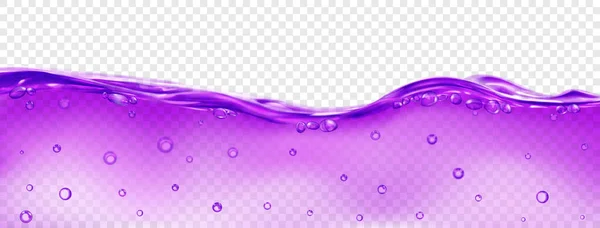 Διαφανές Κύμα Θαλασσινού Νερού Μωβ Χρώμα Φυσαλίδες Αέρα Στην Επιφάνεια — Διανυσματικό Αρχείο