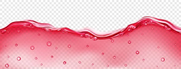 Διαφανές Κύμα Θαλασσινού Νερού Κόκκινο Χρώμα Φυσαλίδες Αέρα Στην Επιφάνεια — Διανυσματικό Αρχείο