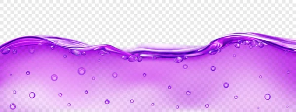 Διαφανές Κύμα Θαλασσινού Νερού Μωβ Χρώμα Φυσαλίδες Αέρα Στην Επιφάνεια — Διανυσματικό Αρχείο