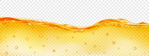 Onda Translúcida Agua Mar Color Amarillo Con Burbujas Aire Superficie — Vector de stock