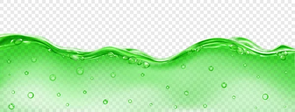 Διαφανές Κύμα Θαλασσινού Νερού Πράσινο Χρώμα Φυσαλίδες Αέρα Στην Επιφάνεια — Διανυσματικό Αρχείο