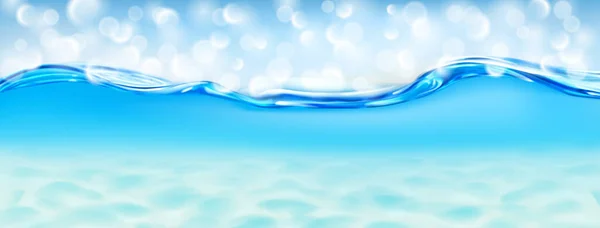 Hintergrund Mit Schöner Welle Von Meerwasser Hellblauer Farbe Mit Bokeh — Stockvektor
