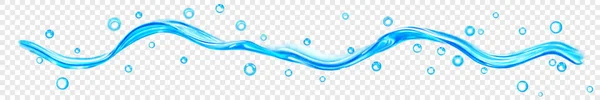 Напівпрозора Хвиля Води Краплями Бульбашками Світло Блакитного Кольору Ізольована Прозорому — стоковий вектор