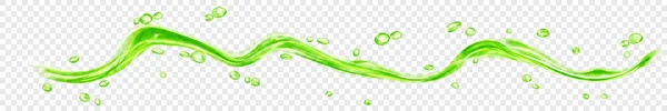 Genomskinlig Vatten Våg Med Droppar Och Bubblor Gröna Färger Isolerade — Stock vektor