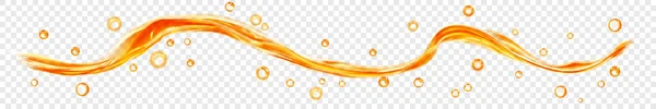 Прозора Водна Хвиля Краплями Бульбашками Помаранчевого Кольору Ізольована Прозорому Фоні — стоковий вектор