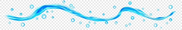 Прозрачная Водяная Волна Капельками Пузырьками Светло Голубого Цвета Изолированная Прозрачном — стоковый вектор