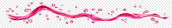 Genomskinlig Vatten Våg Med Droppar Och Bubblor Rosa Färger Isolerade — Stock vektor
