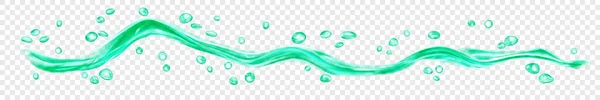 半透明的水波 带有蓝绿色的水滴和气泡 背景透明 仅在矢量文件中保持透明度 — 图库矢量图片