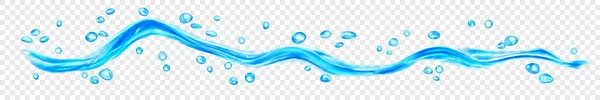 Прозрачная Водяная Волна Капельками Пузырьками Светло Голубого Цвета Изолированная Прозрачном — стоковый вектор