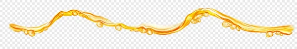 Прозрачная Водяная Волна Капельками Пузырьками Желтого Цвета Изолированная Прозрачном Фоне — стоковый вектор