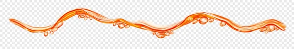 Прозрачная Водяная Волна Капельками Пузырьками Оранжевого Цвета Изолированная Прозрачном Фоне — стоковый вектор