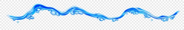 Напівпрозора Хвиля Води Краплями Бульбашками Синього Кольору Ізольовані Прозорому Фоні — стоковий вектор