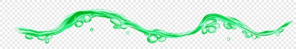 Напівпрозора Хвиля Води Краплями Бульбашками Зеленого Кольору Ізольована Прозорому Фоні — стоковий вектор
