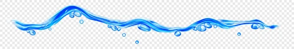 Прозрачная Водяная Волна Капельками Пузырьками Голубого Цвета Изолированная Прозрачном Фоне — стоковый вектор