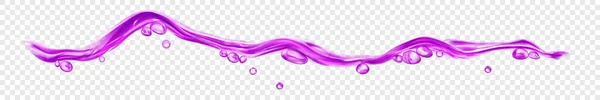 Прозрачная Водяная Волна Капельками Пузырьками Фиолетового Цвета Изолированная Прозрачном Фоне — стоковый вектор
