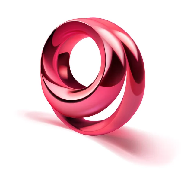 Figura Abstrata Dois Anéis Metal Brilhante Cor Vermelha Com Uma — Vetor de Stock