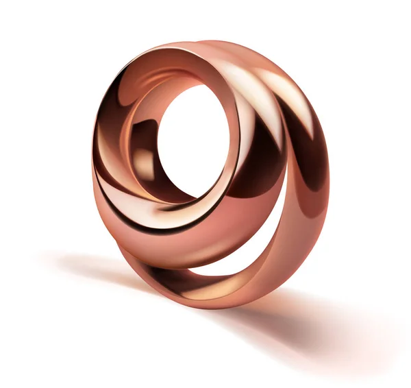 Figura Abstrata Dois Anéis Metal Brilhante Cor Bronze Com Uma — Vetor de Stock