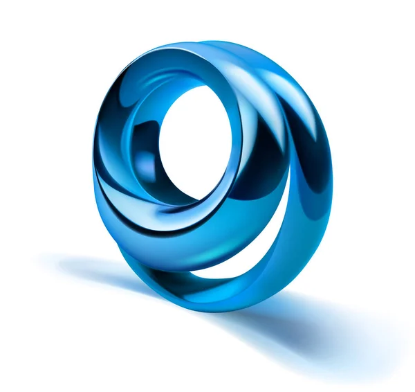 Figura Abstrata Dois Anéis Metal Brilhante Cor Azul Com Uma — Vetor de Stock