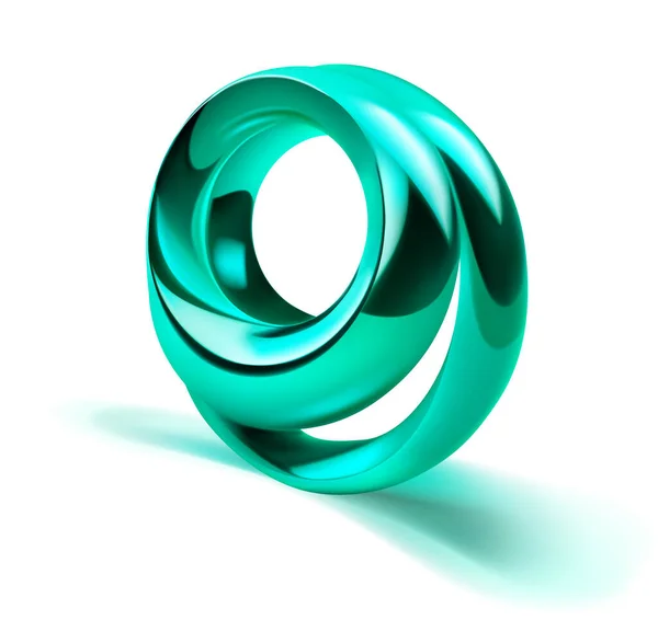 Figura Abstrata Dois Anéis Metal Brilhante Cor Verde Com Uma — Vetor de Stock