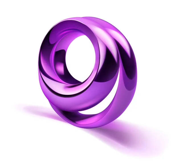 Абстрактная Фигура Двух Блестящих Металлических Колец Фиолетового Цвета Тенью Белом — стоковый вектор