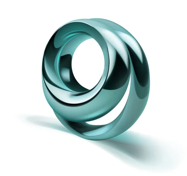 Figura Abstrata Dois Anéis Metal Brilhante Cor Azul Claro Com — Vetor de Stock