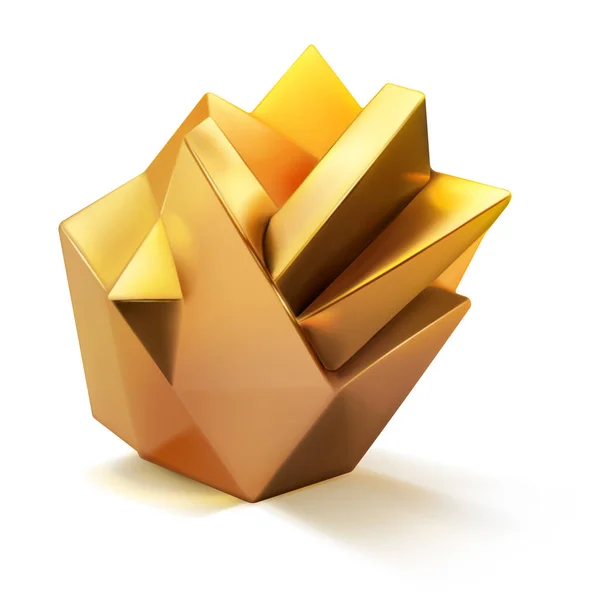 Forma Poli Baixa Como Poliedro Cristal Abstrato Cor Dourada Com — Vetor de Stock