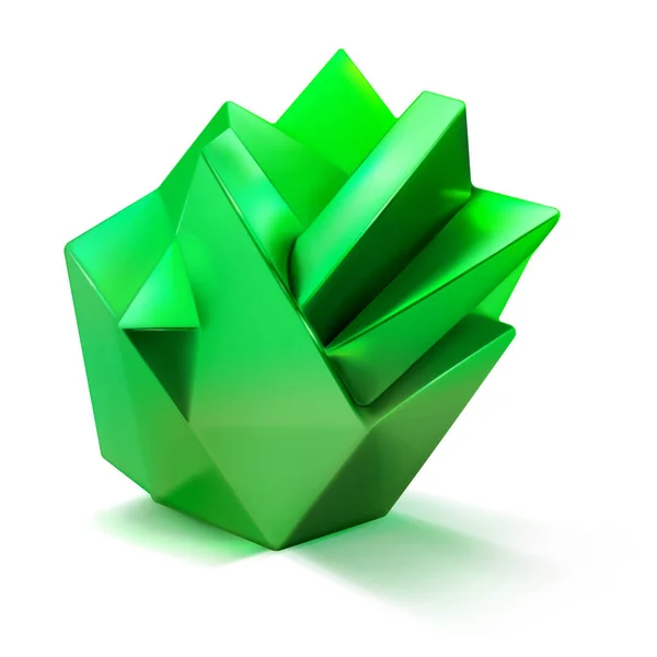 Низька Полі Форма Абстрактний Кристалічний Багатогранник Зеленого Кольору Тіні Білому — стоковий вектор