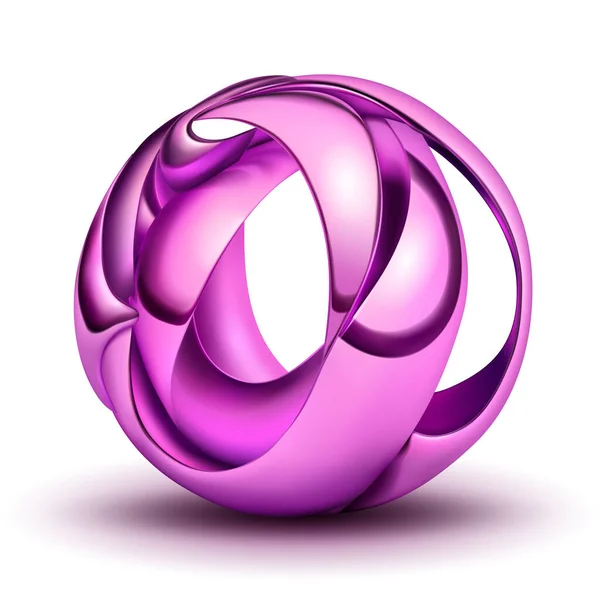 Абстрактна Фігура Фіолетових Пластин Вигнута Переплетена Вигляді Сфери Блискавками Тіні — стоковий вектор