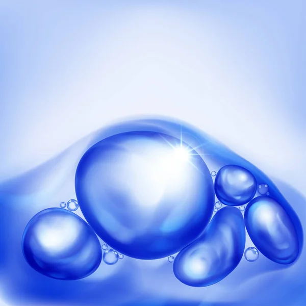 Ilustrace Krásnými Realistickými Vzduchové Bubliny Jasnou Září Plovoucí Vodě Nebo — Stockový vektor