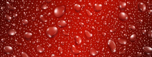 Hintergrund Großer Und Kleiner Realistischer Wassertropfen Roten Farben — Stockvektor