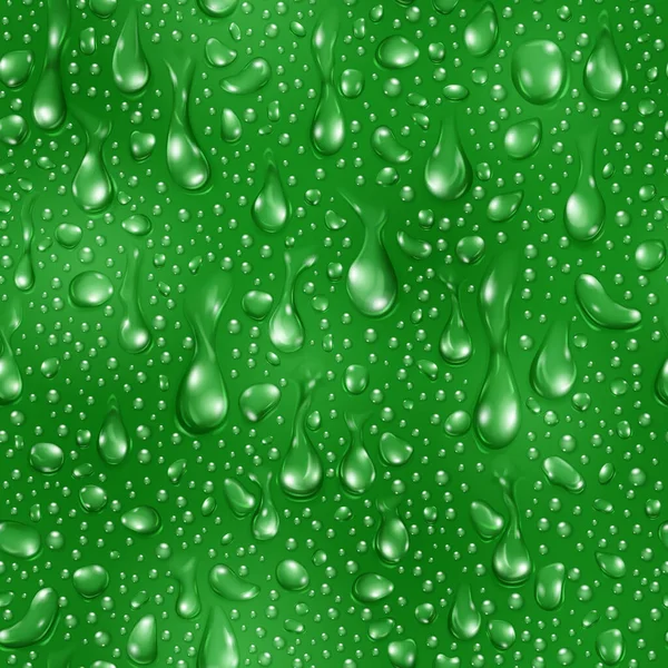 Απρόσκοπτη Σχεδίαση Μικρών Ρεαλιστικών Σταγόνων Νερού Πράσινα Χρώματα — Διανυσματικό Αρχείο